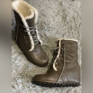 Grey Wedge Boots